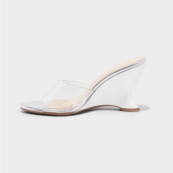 Women's Chessy Wedge Heels with Memory Foam Insole - A New Day™ Silver 7 new - Picture 2 of 8